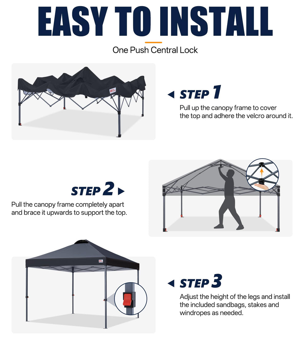 MASTERCANOPY included stakes sandbags and ropes for secure anchoring