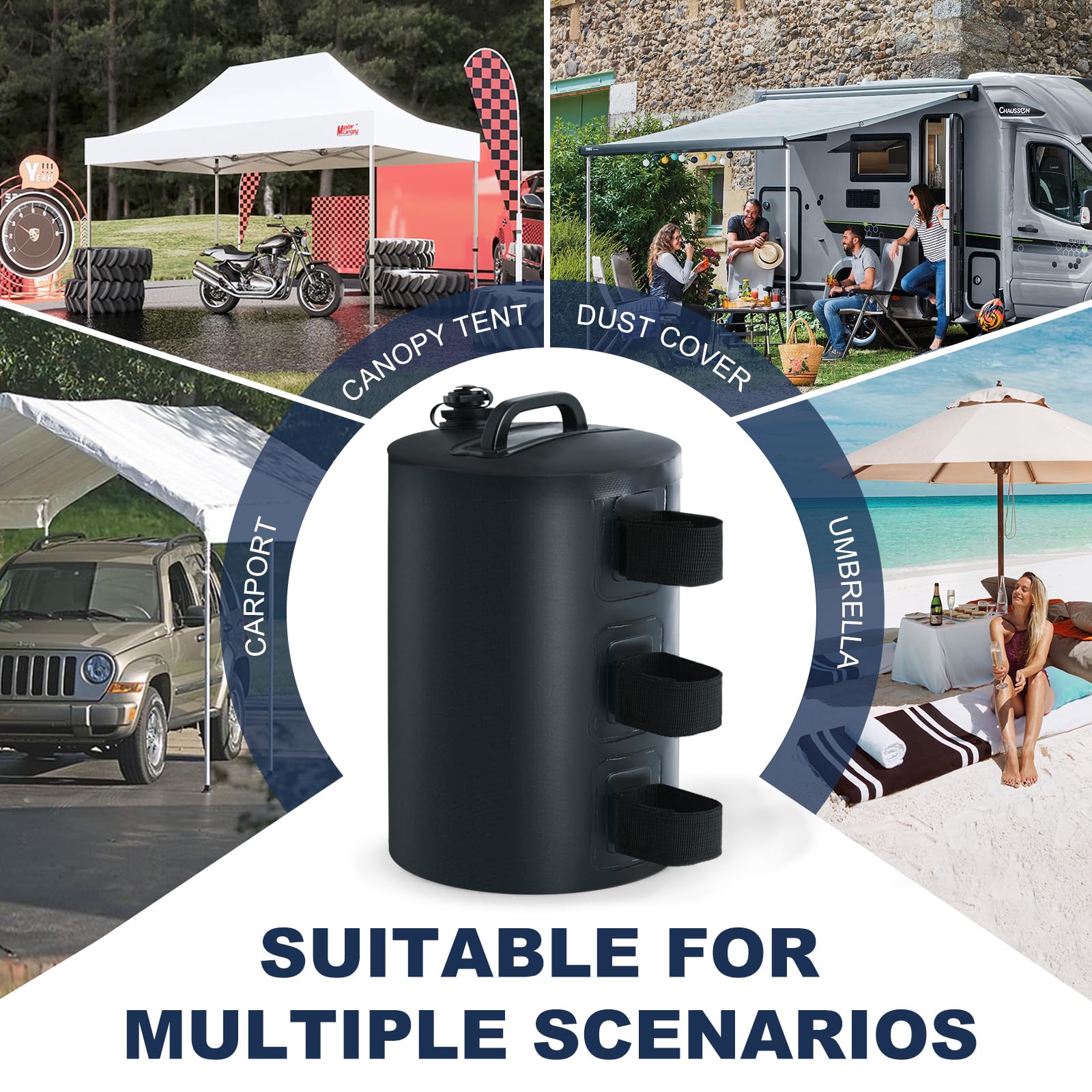 MASTERCANOPY adjustable straps and hooks close-up showing secure-attachment benefit