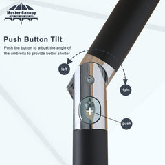 MASTERCANOPY steel pole and crank detail for easy setup and secure operation