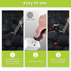 Mata Leon in-grill action image igniting coals quickly for faster grilling