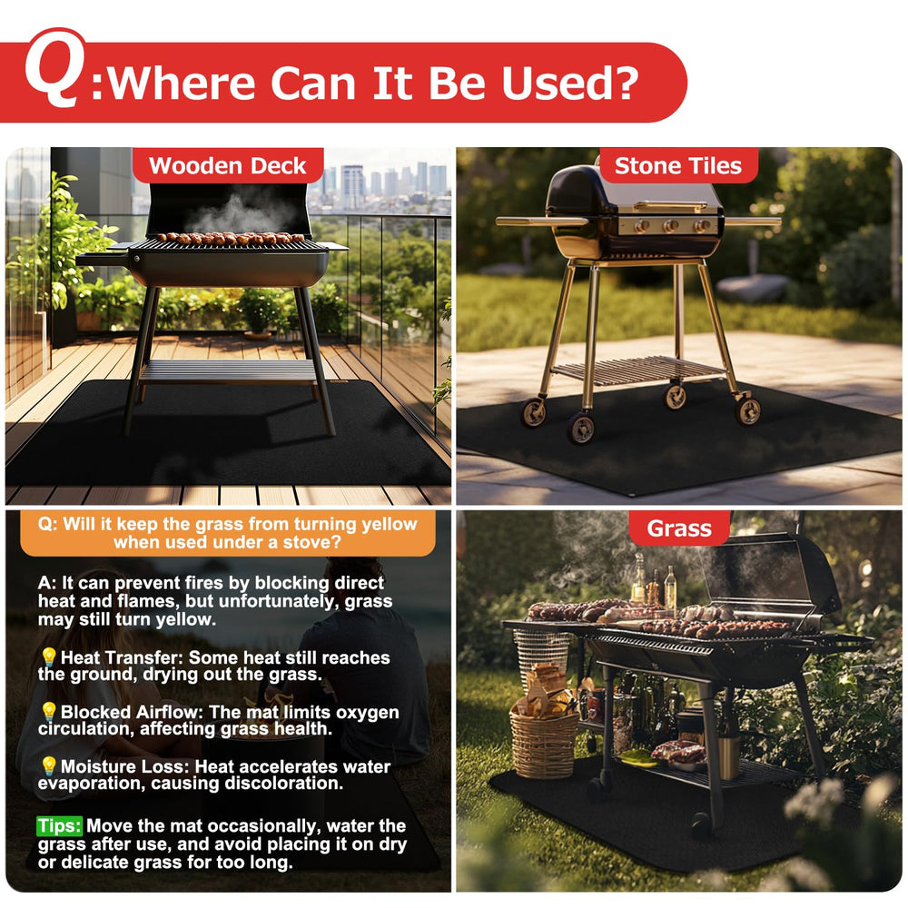 Matace beneath a camping stove showing portable outdoor cooking protection