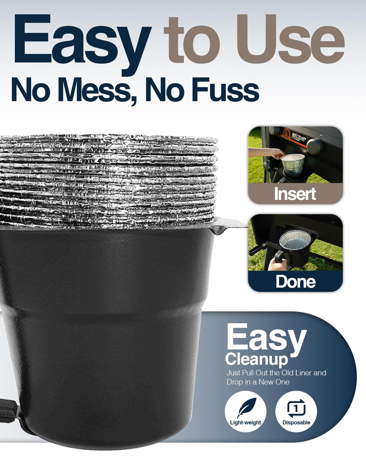 Matchwaves liner alongside measuring cup showing 55-ounce capacity benefit