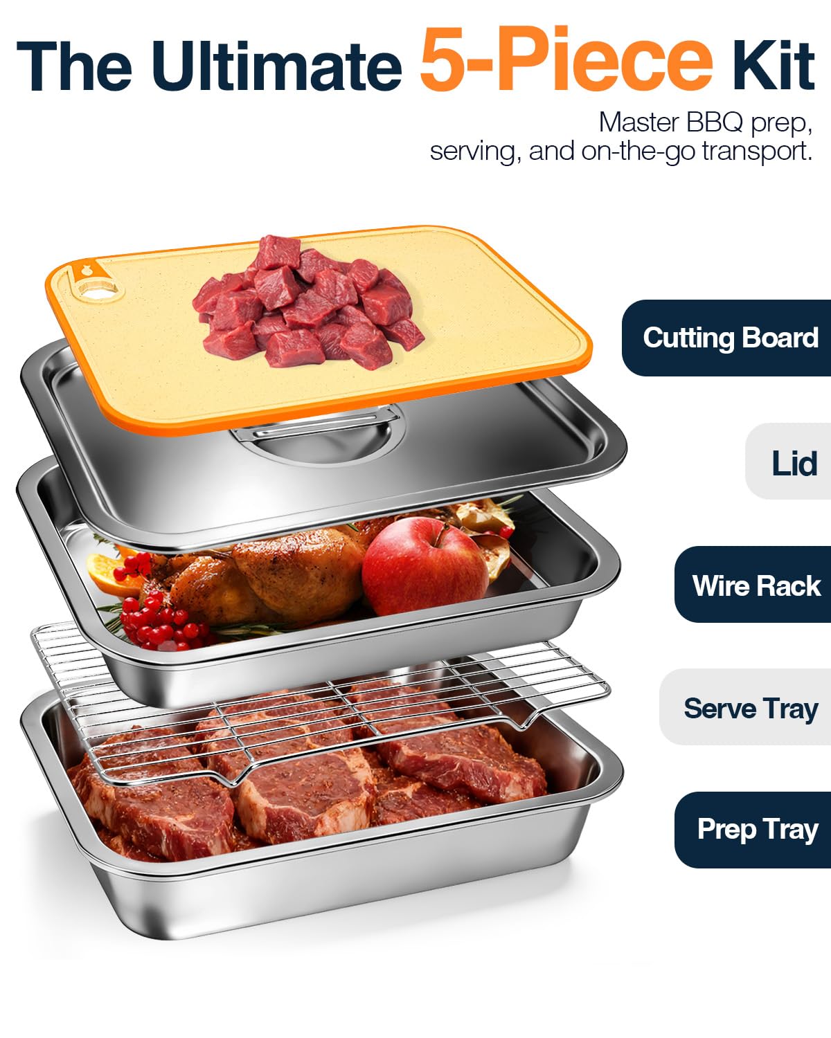 Matchwaves close-up of extra-deep tray holding marinating meat for larger portions