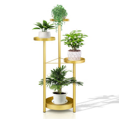 Matekxy front view gold plant stand showing tiered display and elegant finish