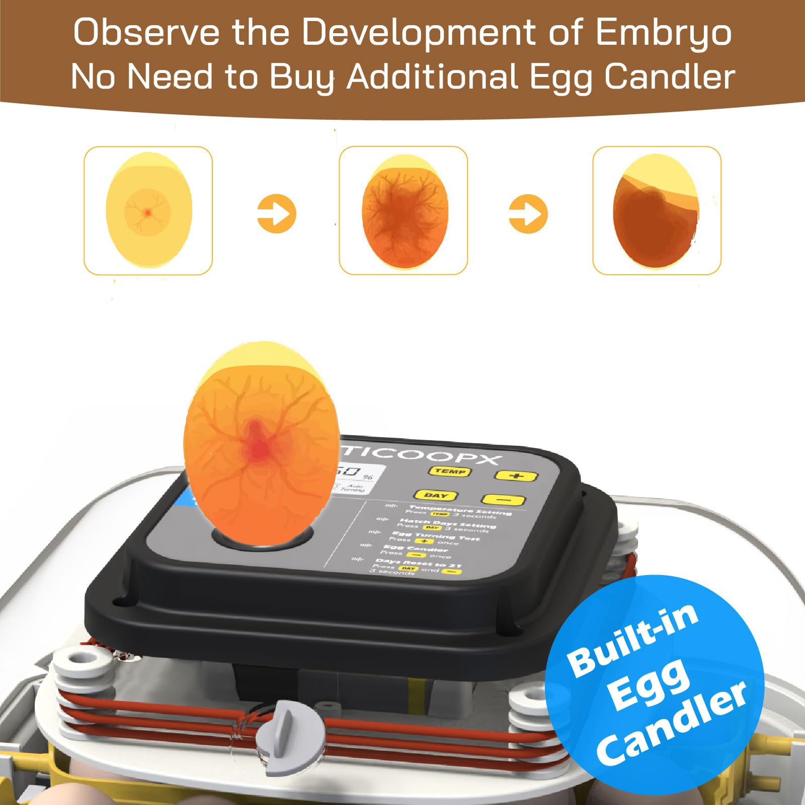 MATICOOPX automatic egg turner detail ensures consistent turning benefit