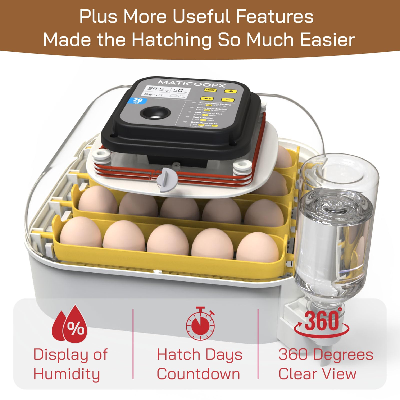 MATICOOPX incubator placed in backyard setting illustrating practical use