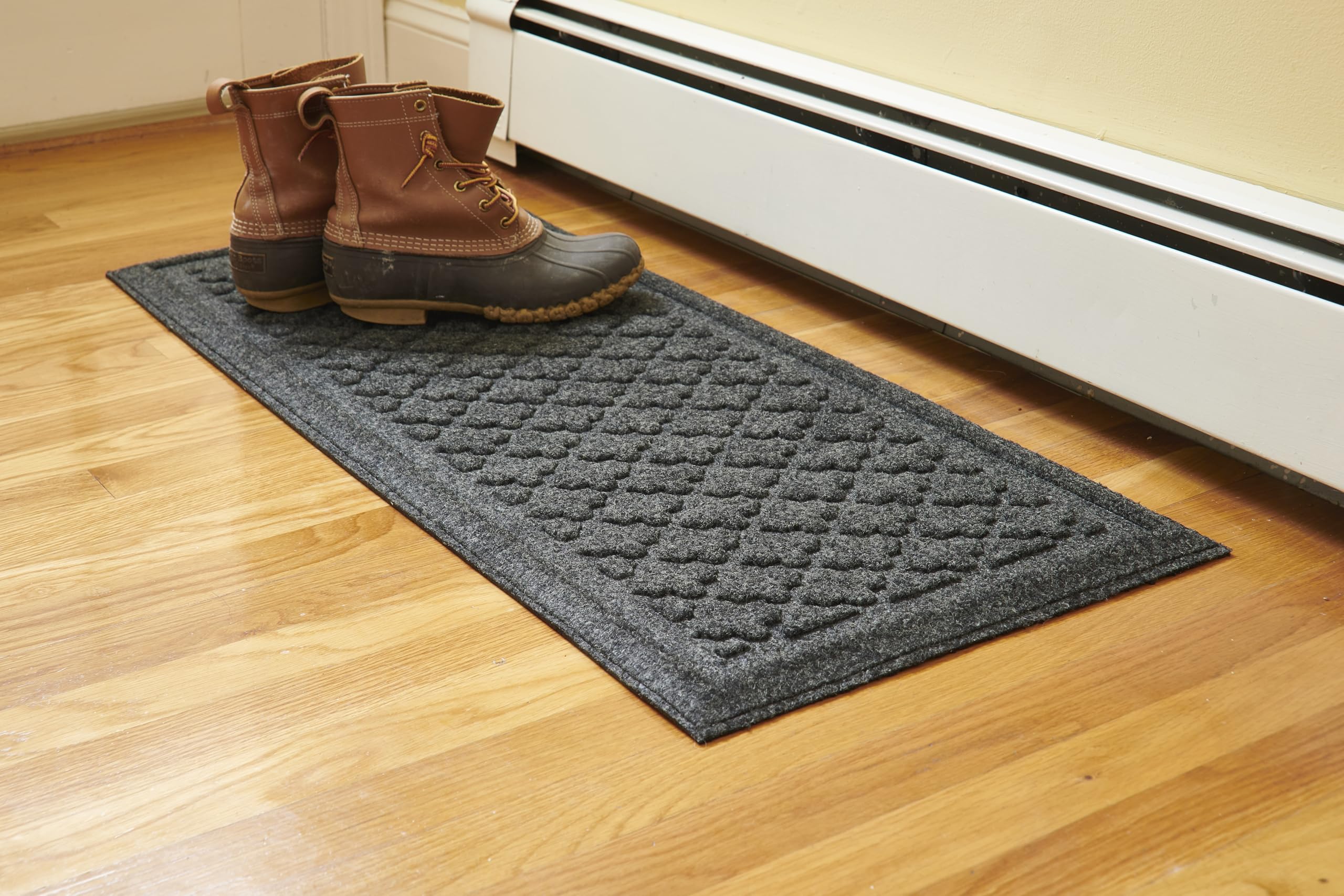 Mats Inc. tray front view showing graphite finish and containment benefits