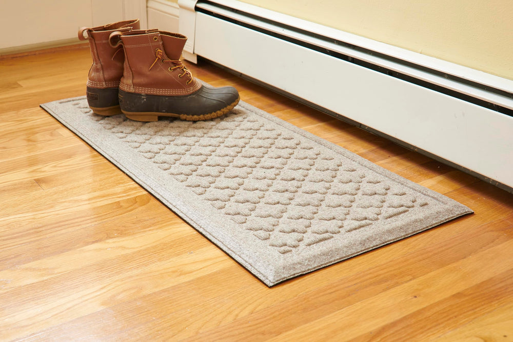 Mats Inc. front view tray catching boots and protecting floor