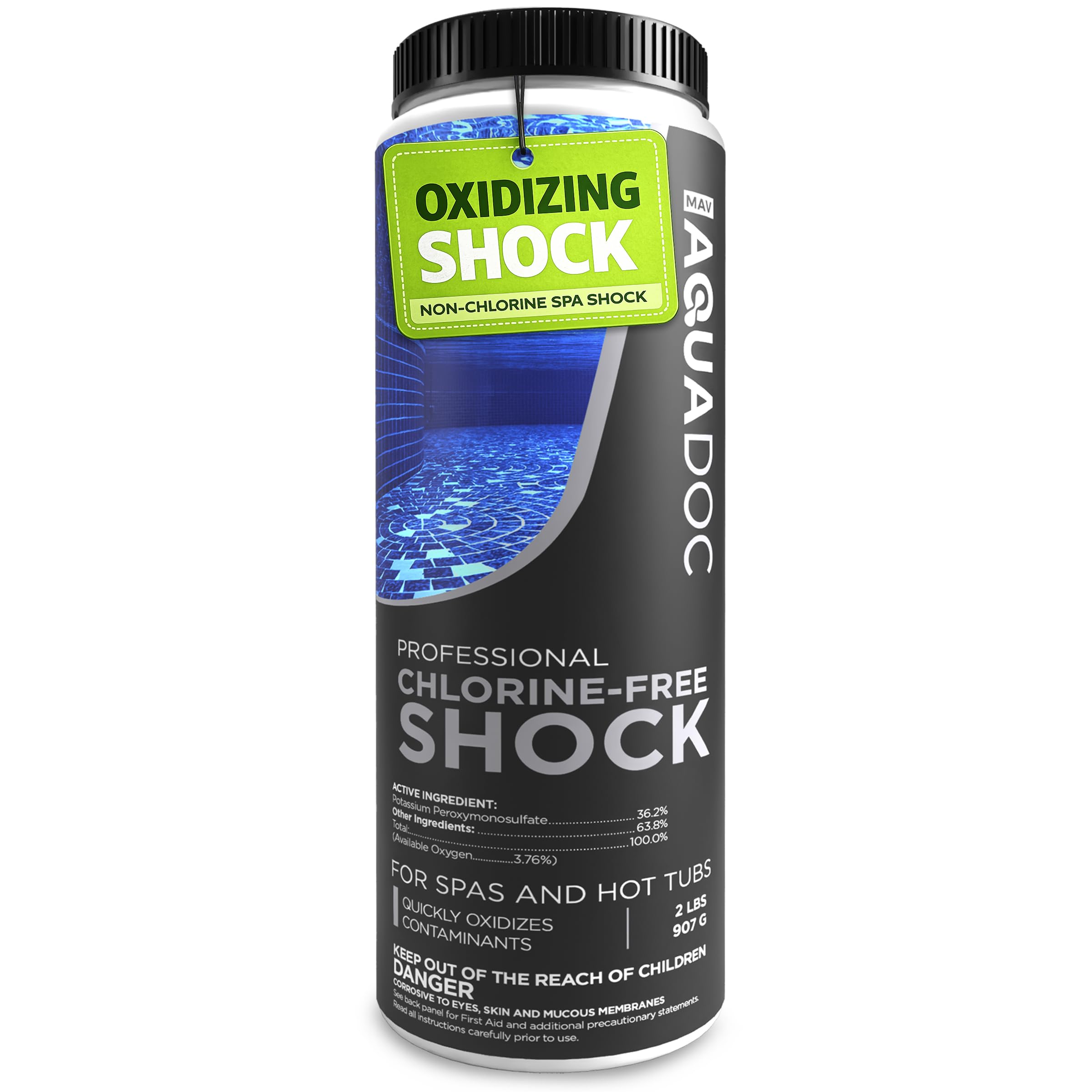 MAV AquaDoc front packaging showing 32 oz bottle and product name benefits