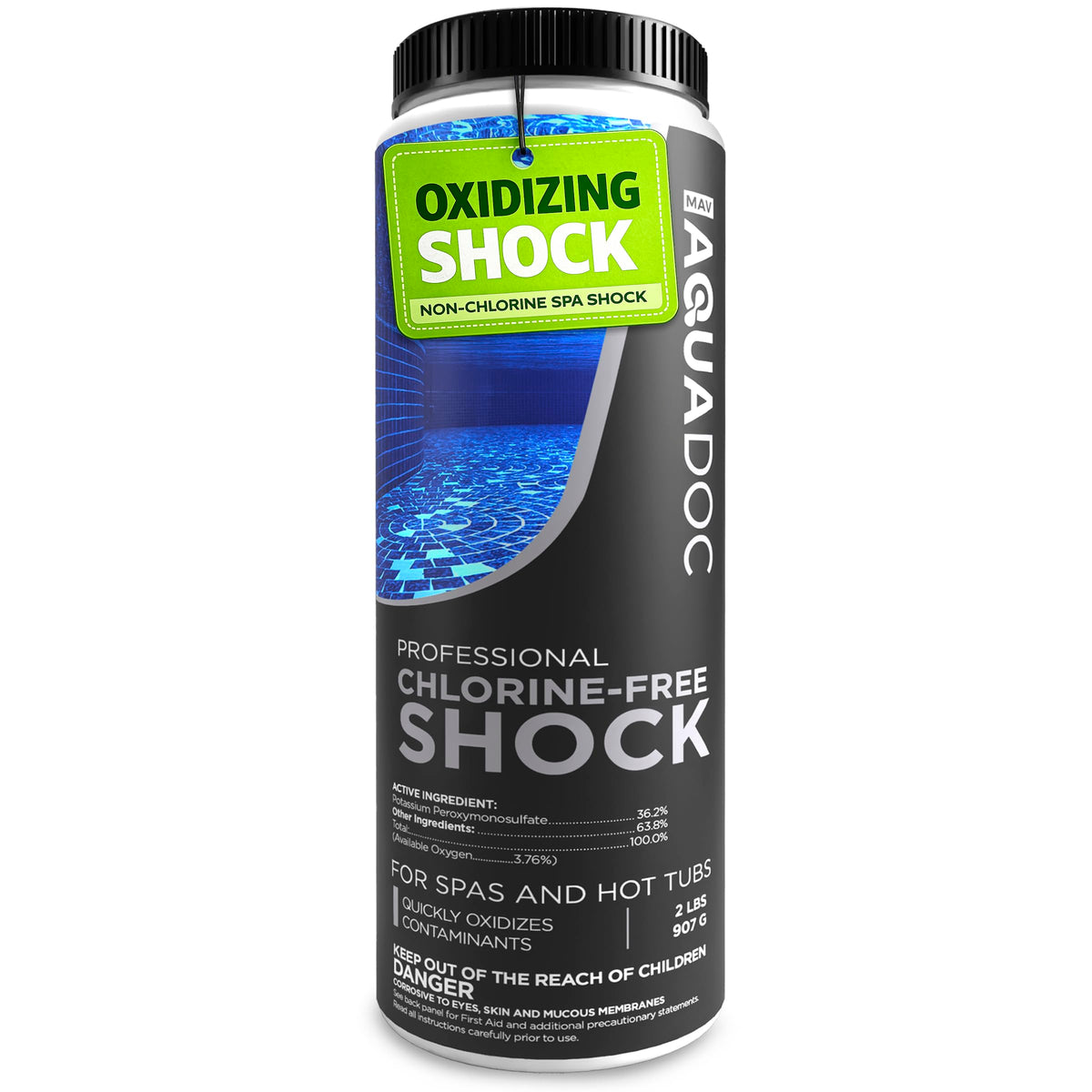 MAV AquaDoc front packaging showing 32 oz bottle and product name benefits