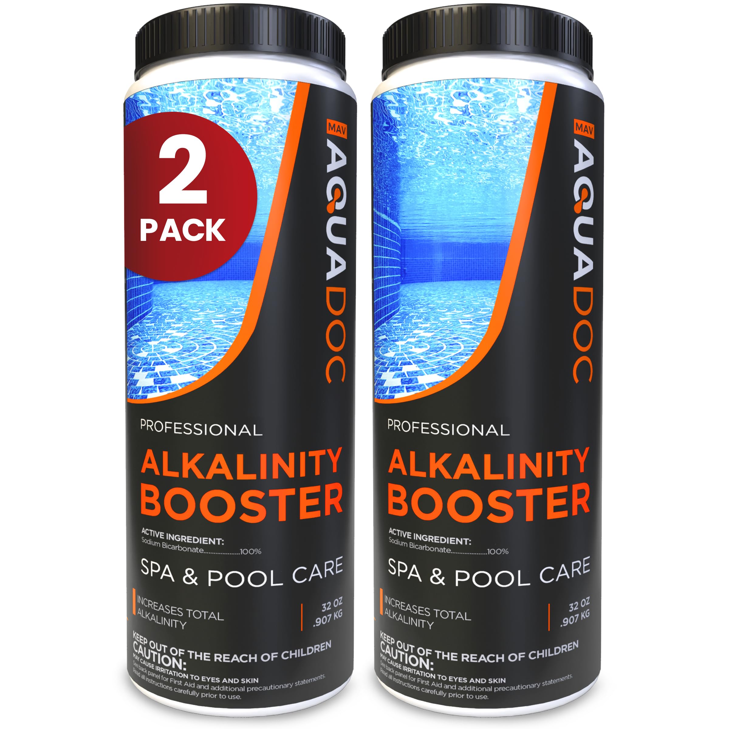 MAV AquaDoc front packaging showing two 2 lb bags for easy quick replacement