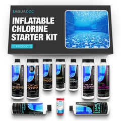 MAV AquaDoc kit front display showing complete spa chemical set and convenience