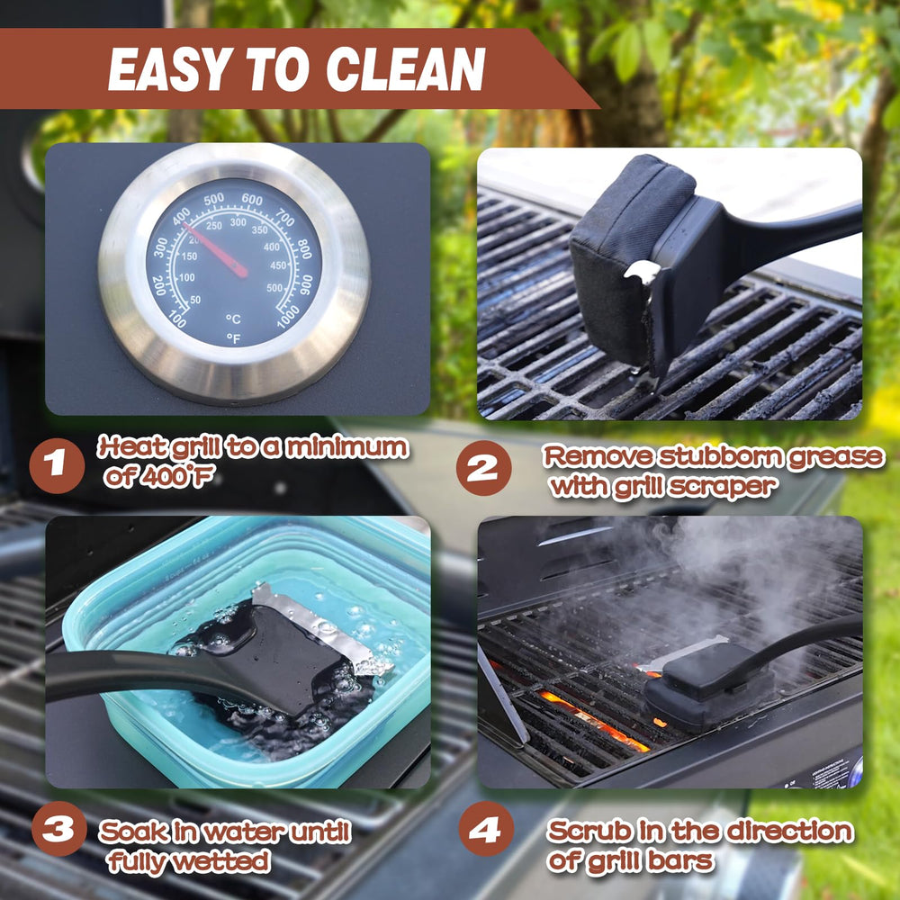 Mavipromax brush in use on a gas grill for efficient cleaning