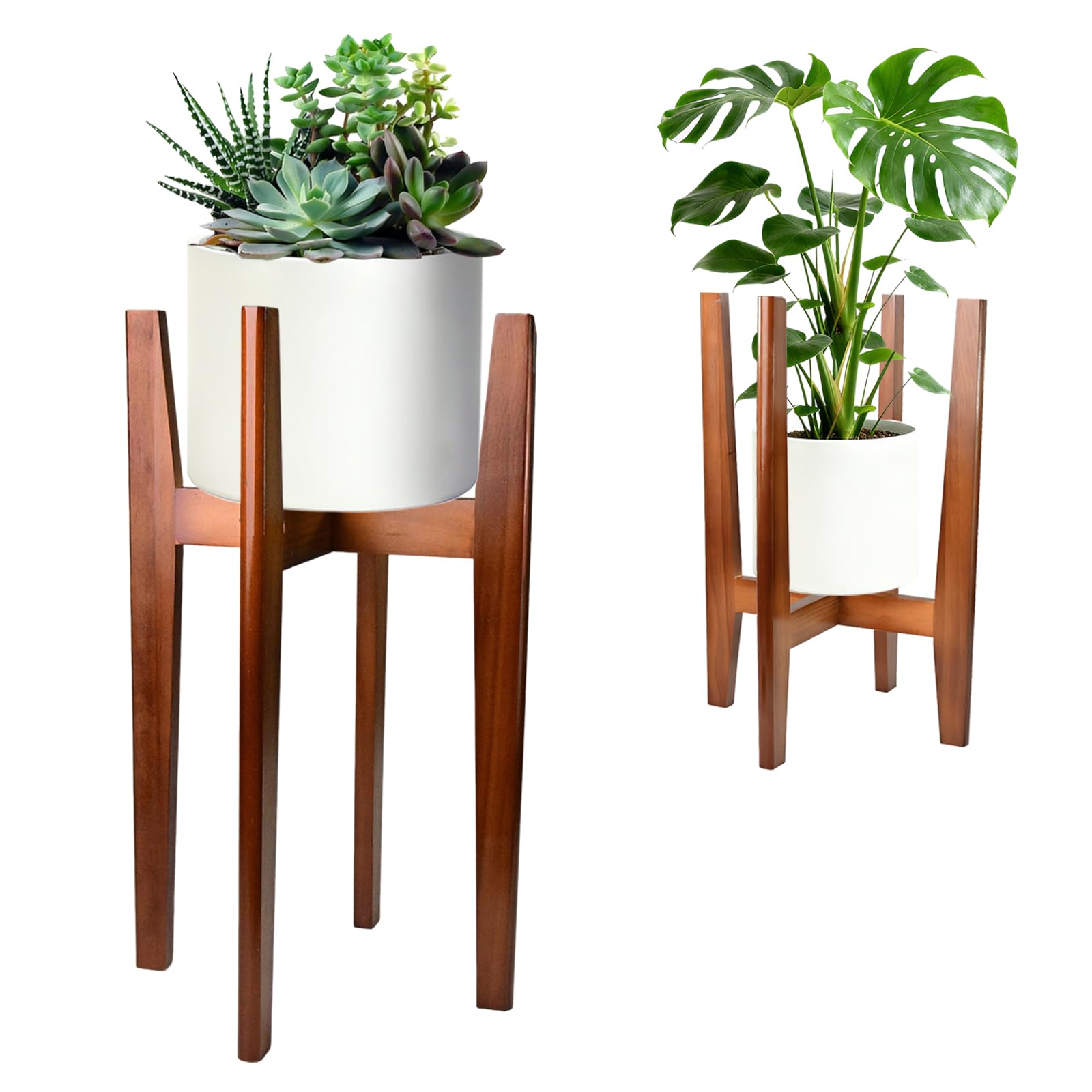MAVOTER front view of plant stand showing stable mid-century design and elevated display