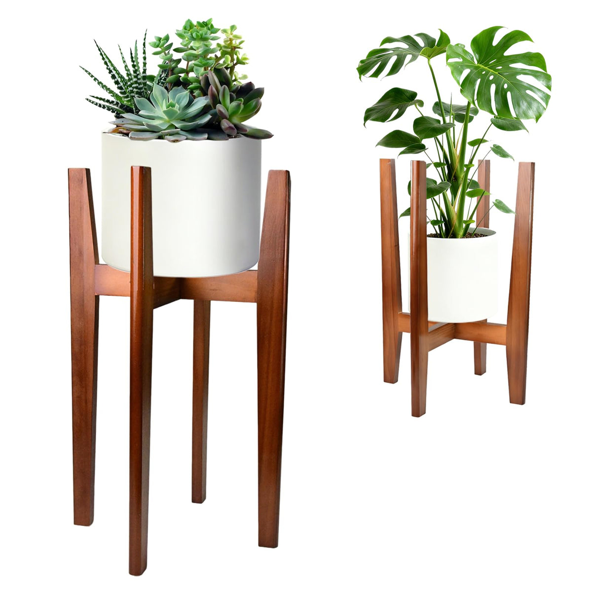 MAVOTER front view of plant stand showing stable mid-century design and elevated display