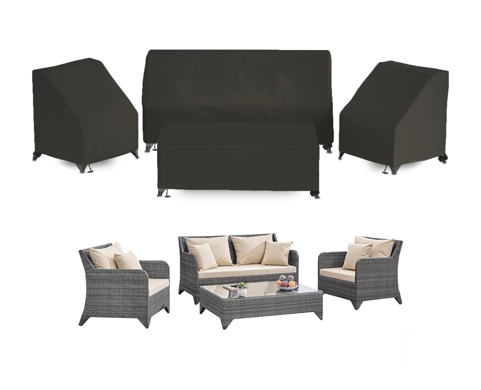 MaWGcowerd full 4-piece set covering patio furniture, protects from weather