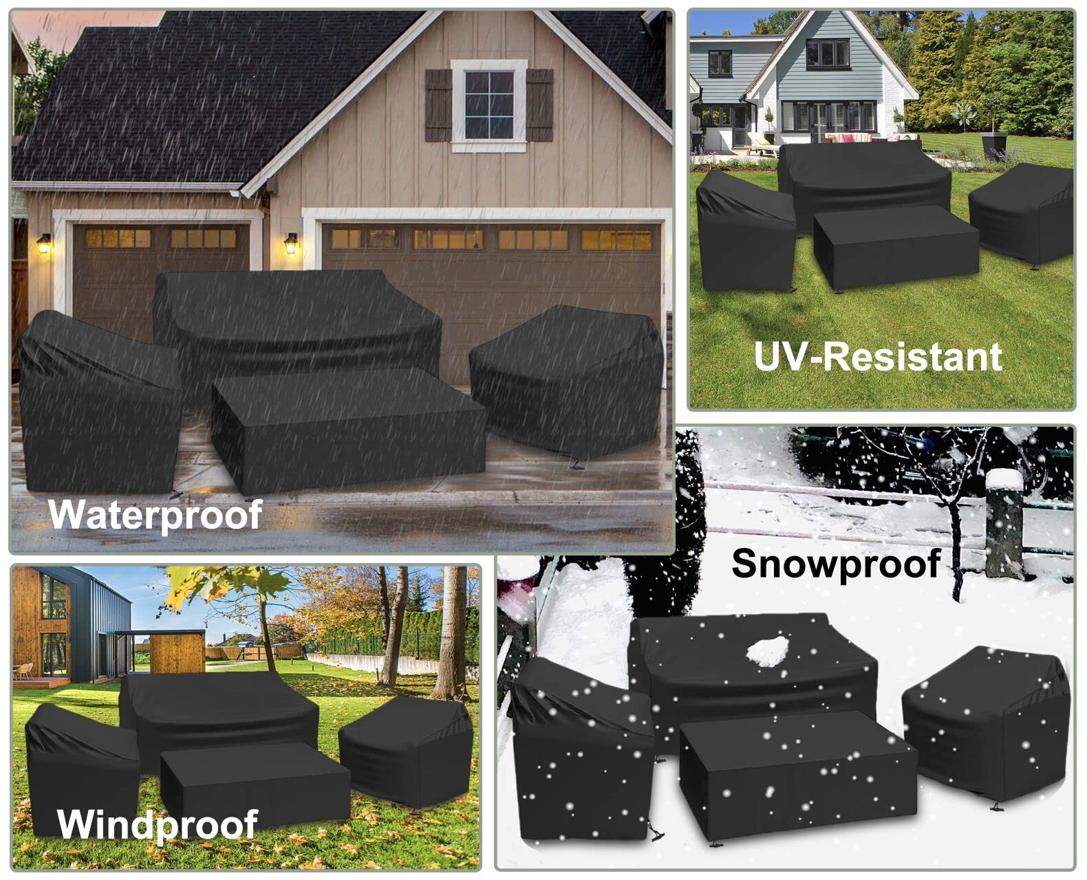 MaWGcowerd patio scene with covered furniture, keeps outdoor area clean
