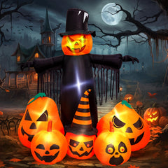 Max Fun front view of 7FT inflatable pumpkin showing festive curb appeal