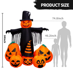 Max Fun pumpkin lit at night with LED glow enhancing yard visibility