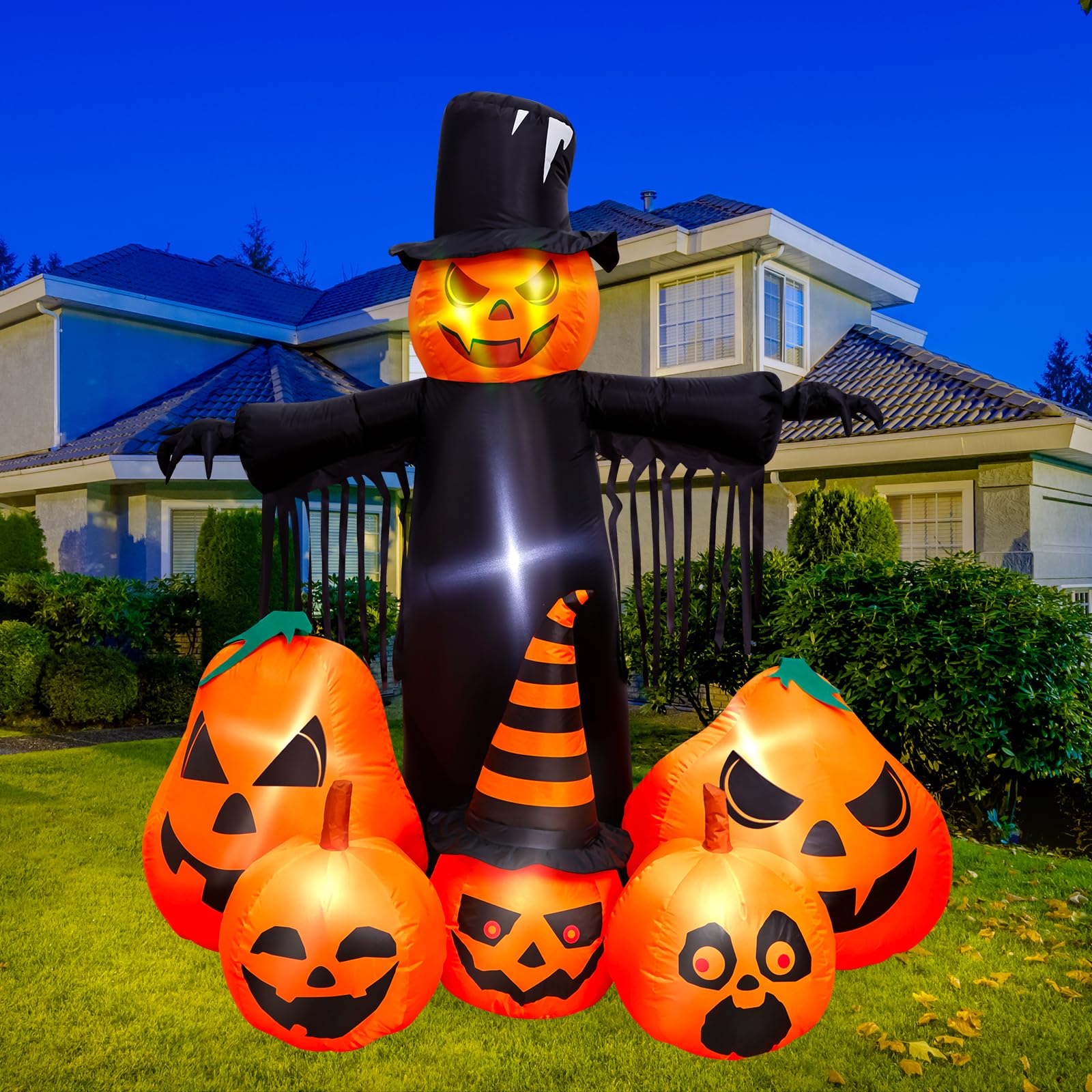 Max Fun pumpkin displayed on porch creating inviting Halloween atmosphere