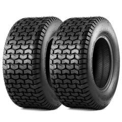 MaxAuto front view turf tire showing profile and benefit of turf-friendly traction
