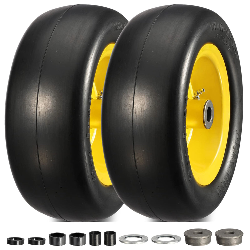MaxAuto front view wheel assembly showing tire and rim, easy replacement