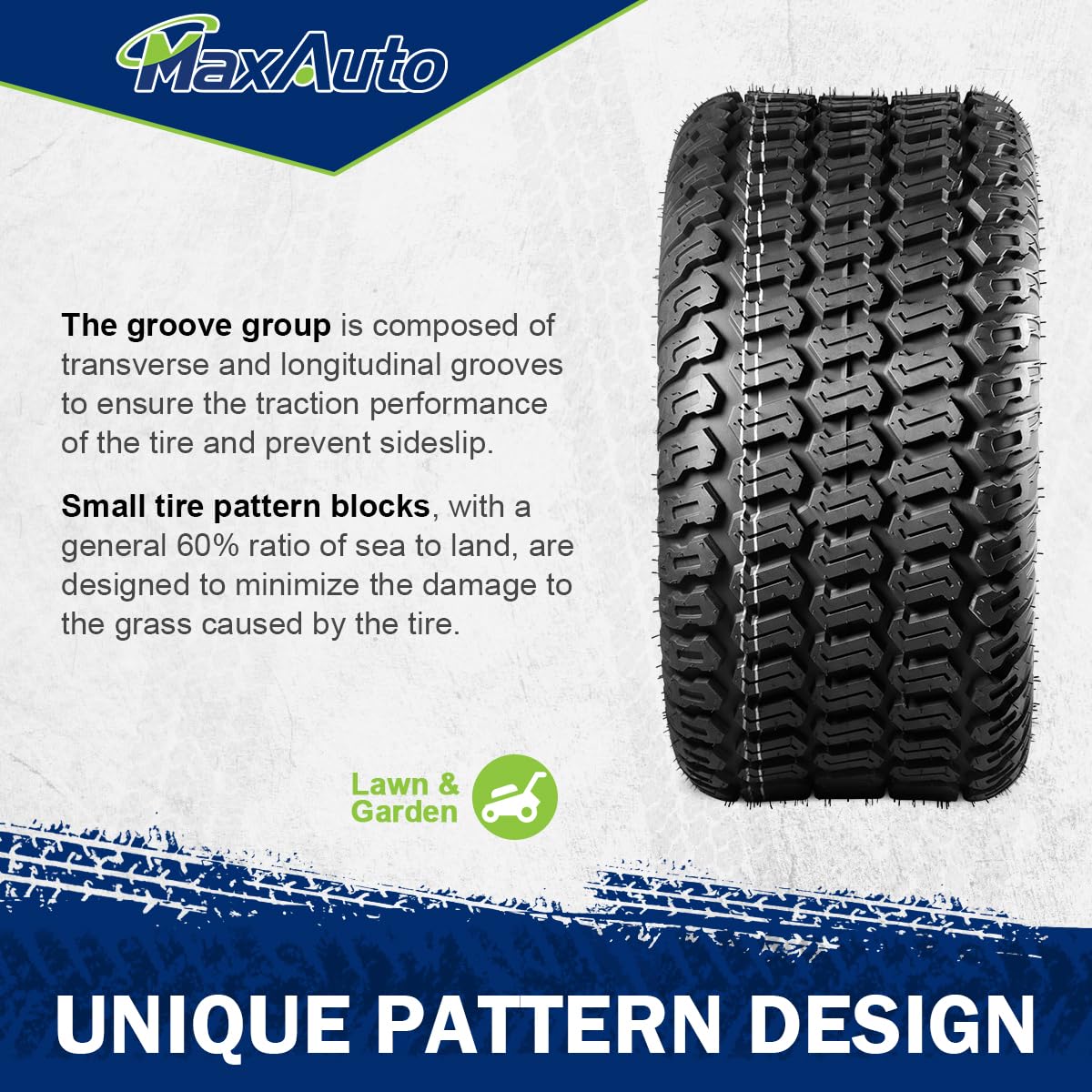 MaxAuto mounted on a riding mower showing improved traction on grass