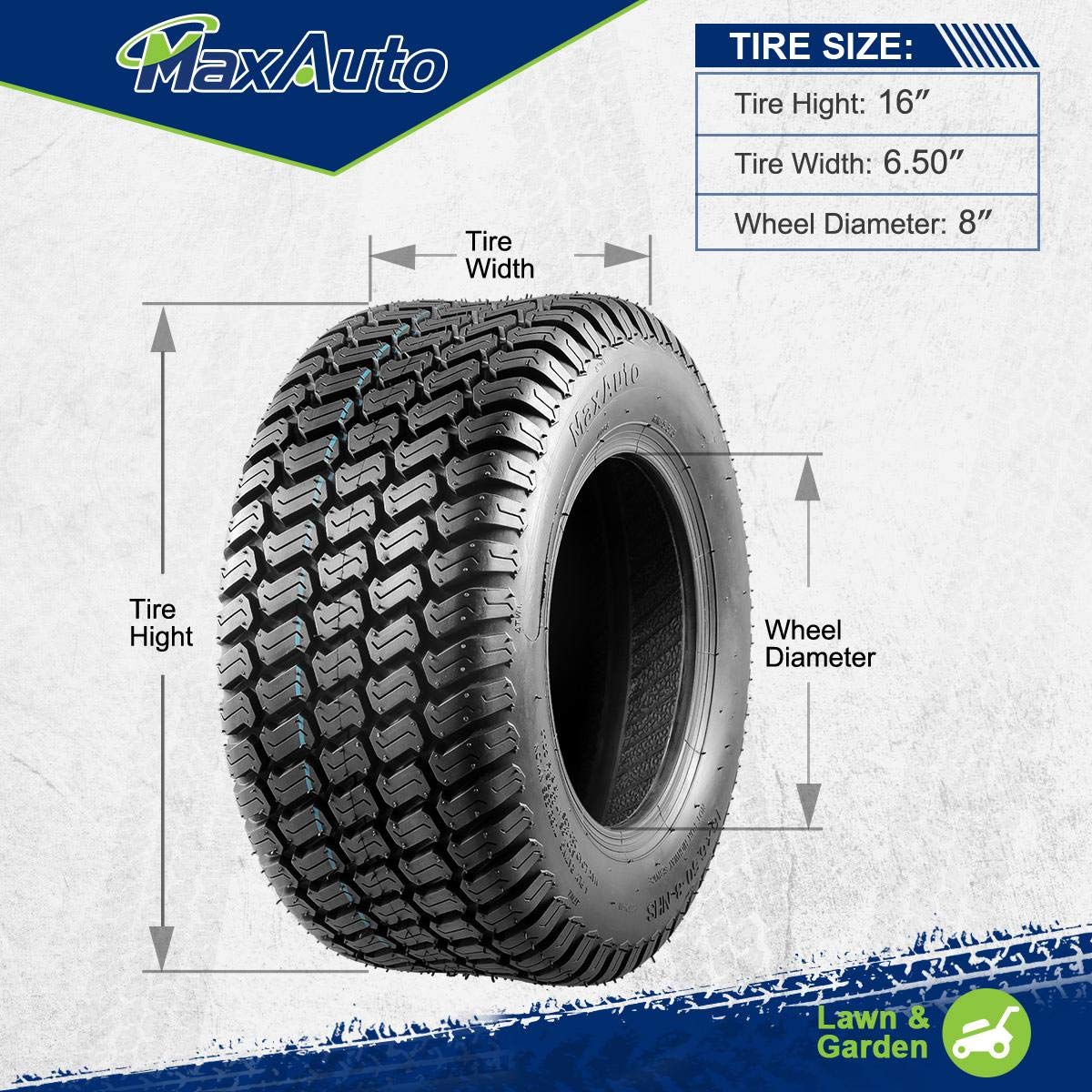 MaxAuto sidewall label detail showing size and load rating for correct match