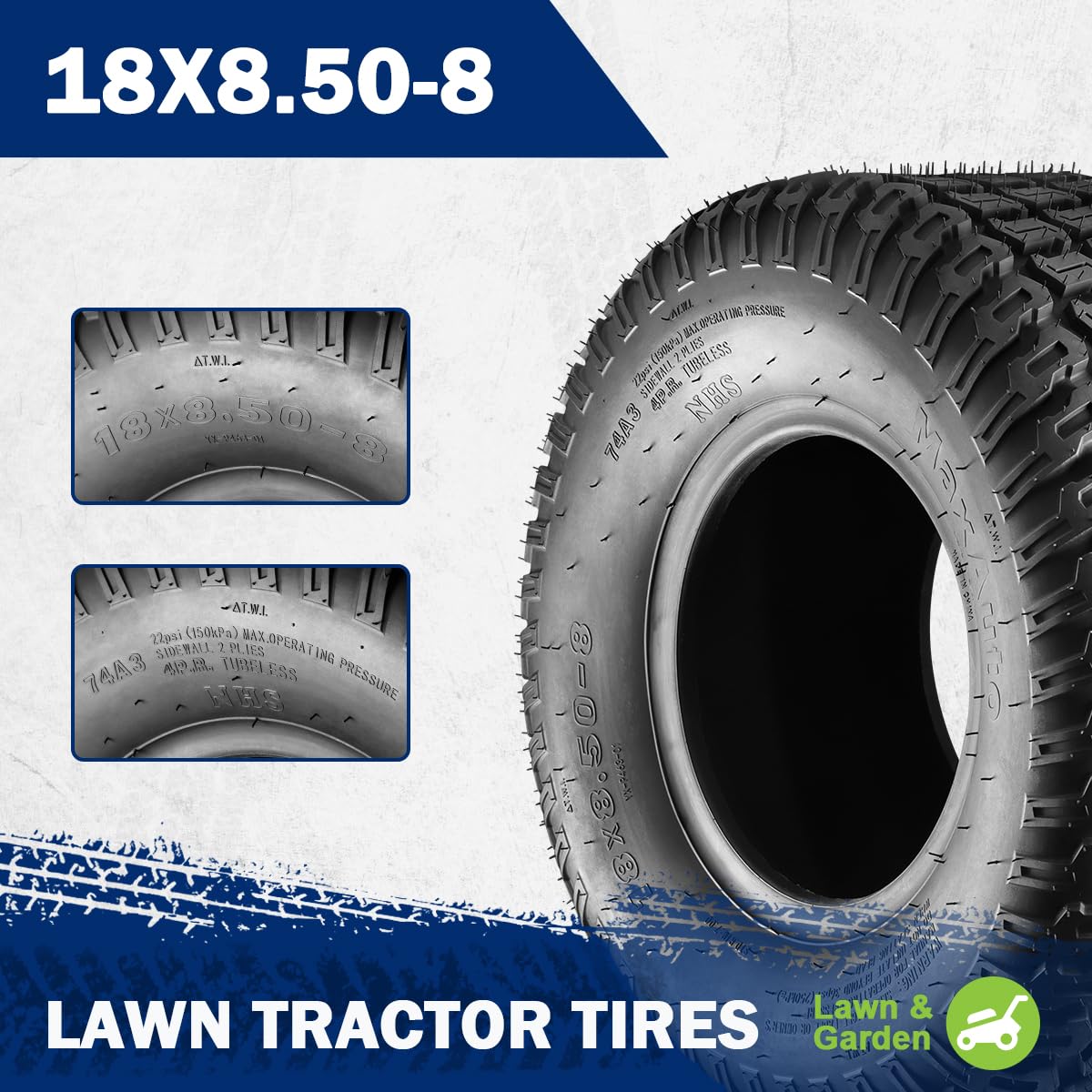 MaxAuto tread close-up highlighting texture and improved lawn protection