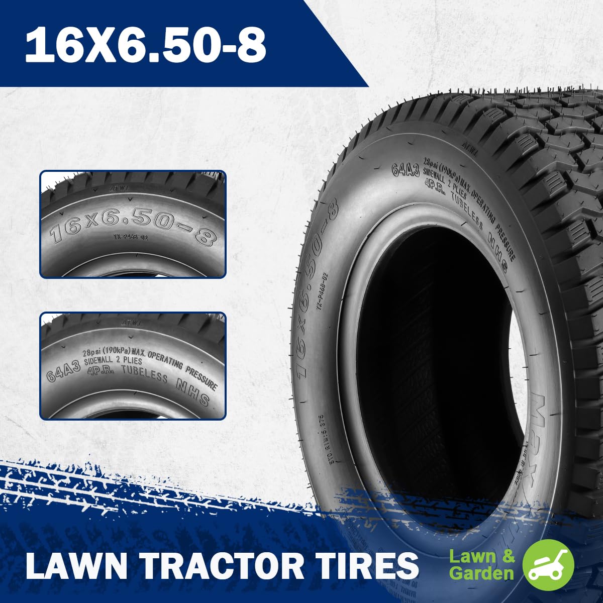MaxAuto closeup of turf tread pattern offering gentle grass protection and grip