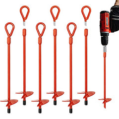 MAXCCINO front view of six 15 inch anchors showing pack and red finish for quick identification