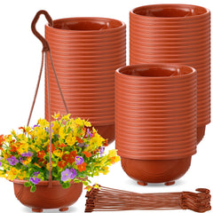 Maxcheck front view of brown hanging planter showing shape and hook; easy display