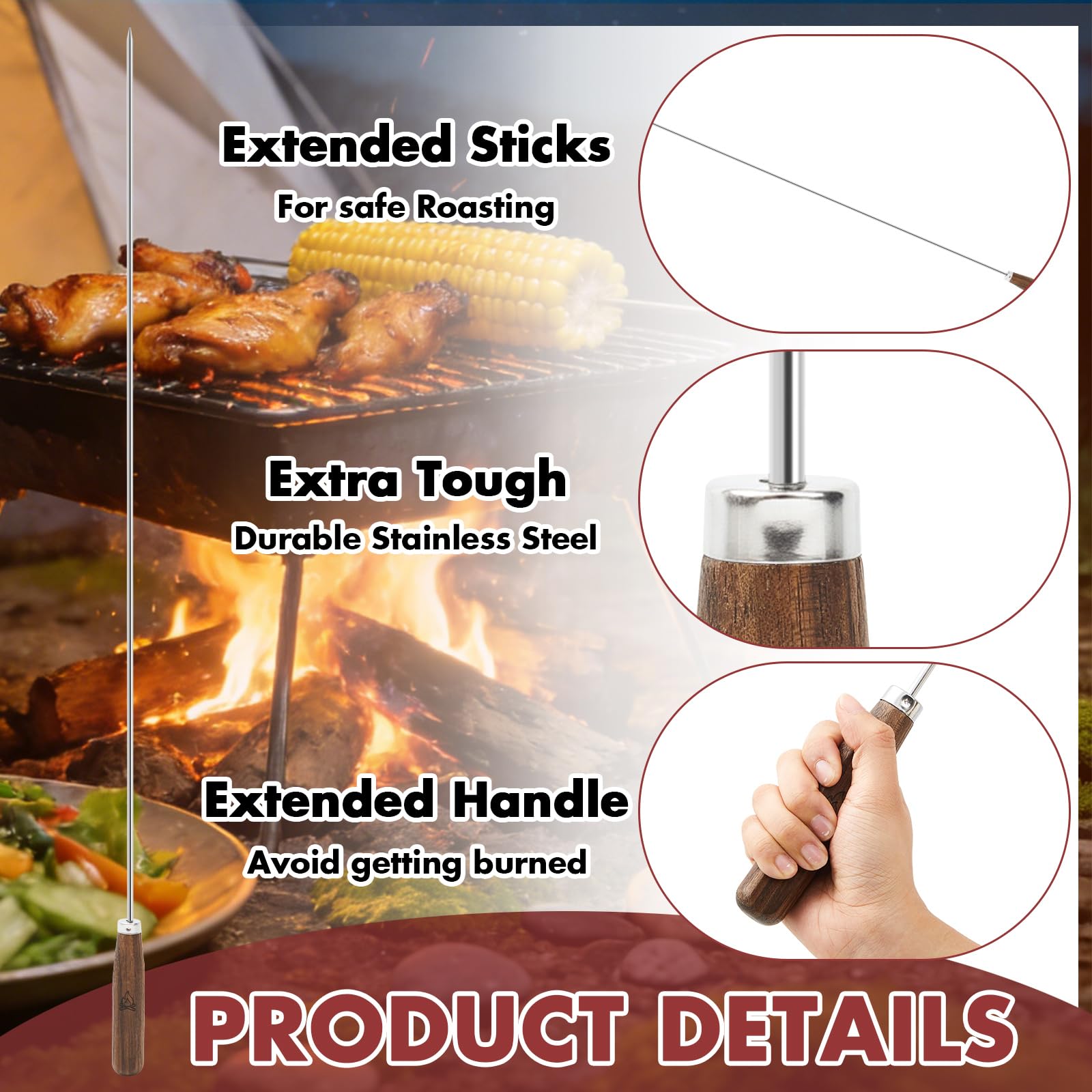 Maxdot stainless-steel tip detail showing durable point for secure skewering