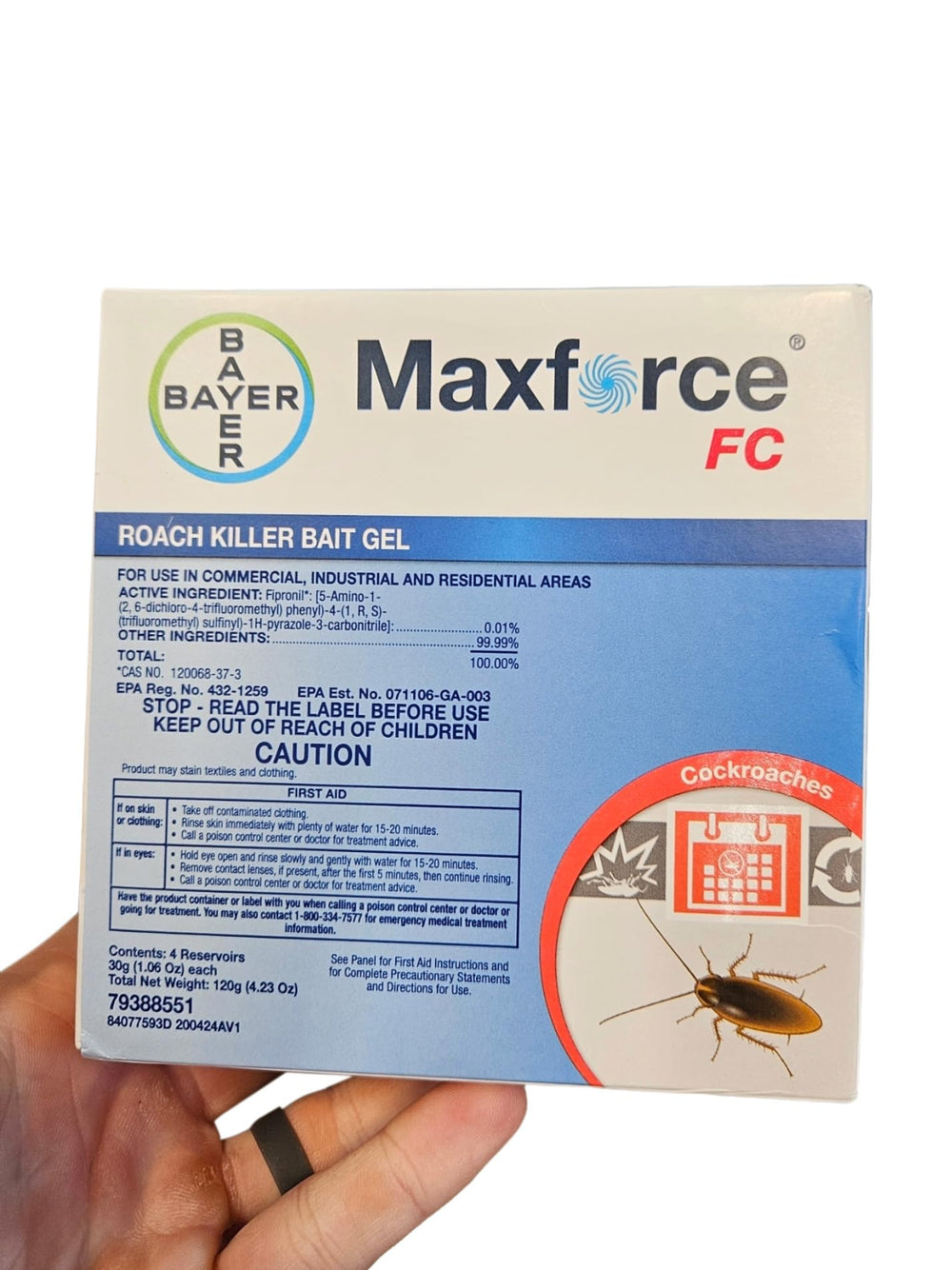 Maxforce FC front packaging showing 30 g tube and label with usage benefit