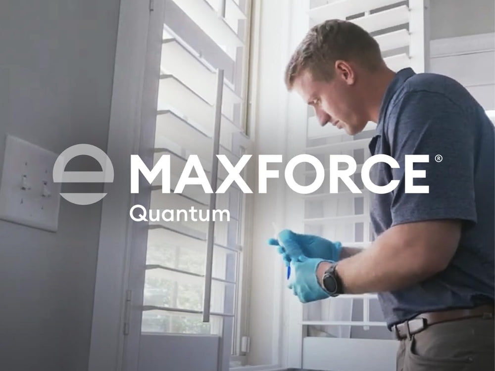 Refillable bait station filled with Maxforce Quantum gel placed neatly for discreet placement