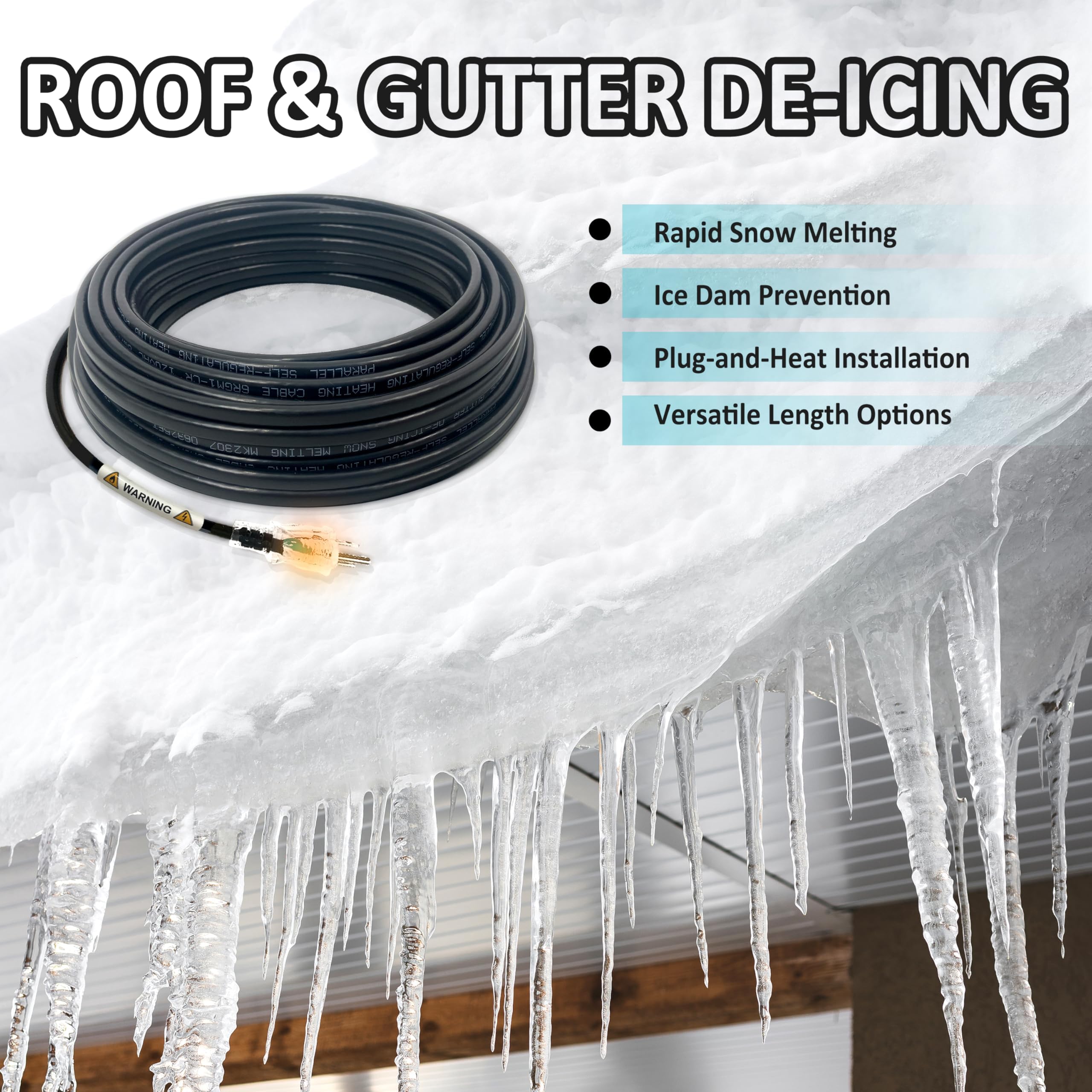 MAXKOSKO cable placed inside gutter demonstrating melt-channel and improved drainage protection