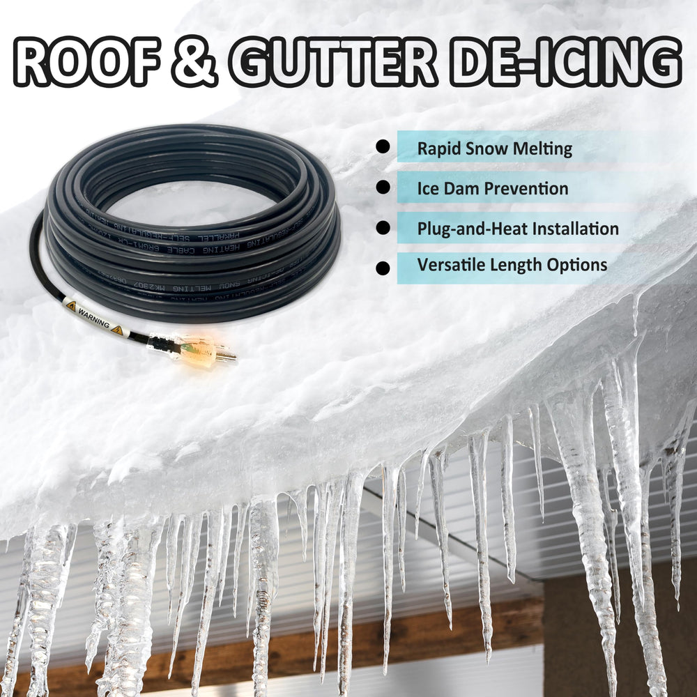 MAXKOSKO cable placed inside gutter demonstrating melt-channel and improved drainage protection