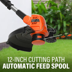 MAXLANDER edging action with rubber guide wheel, demonstrating straighter lawn borders and control
