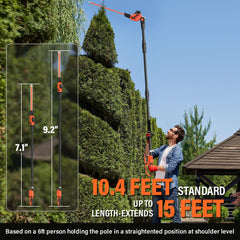 MAXLANDER telescoping pole fully extended demonstrating reach and safe height access