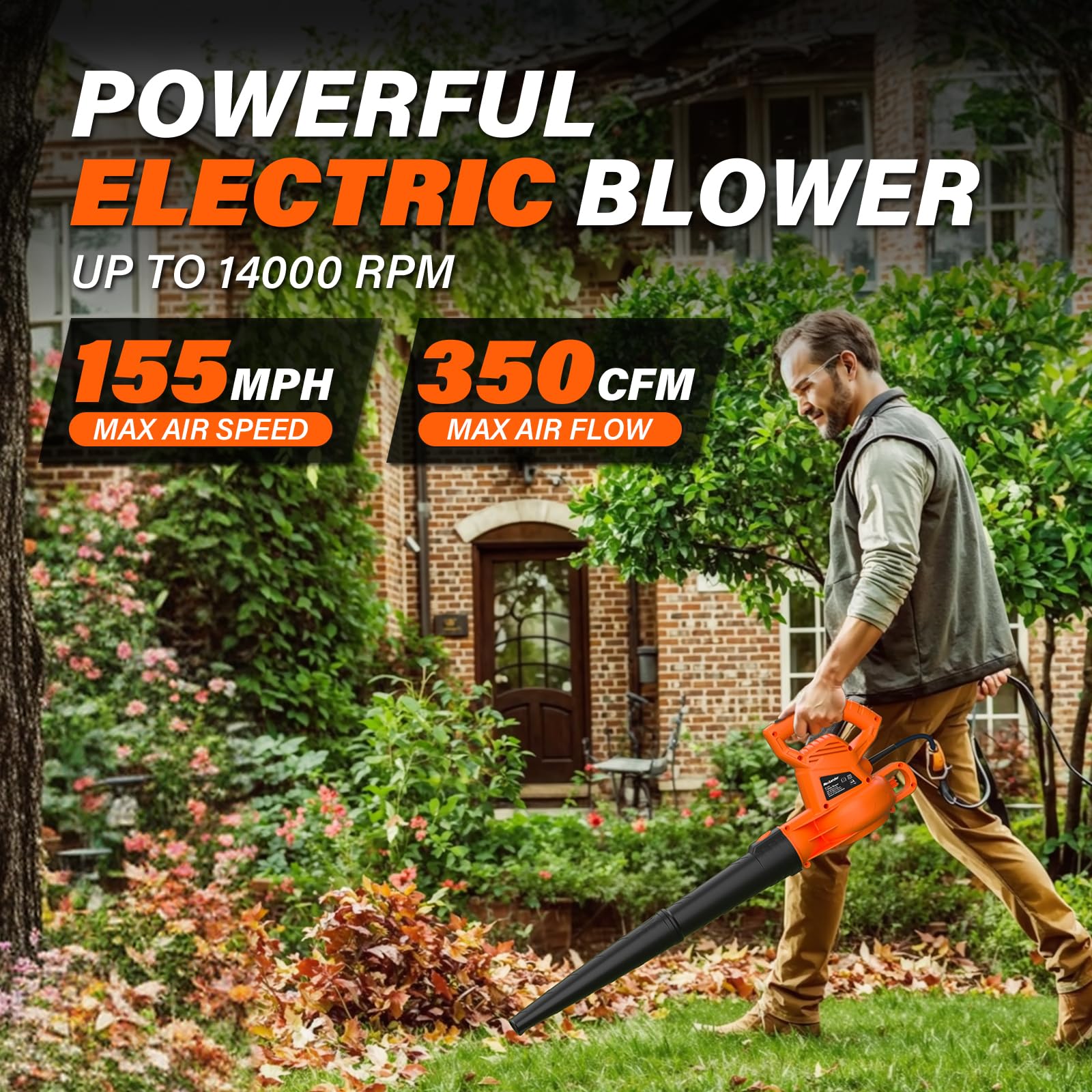 MAXLANDER flat nozzle detail for sweeping leaves and dust efficiently
