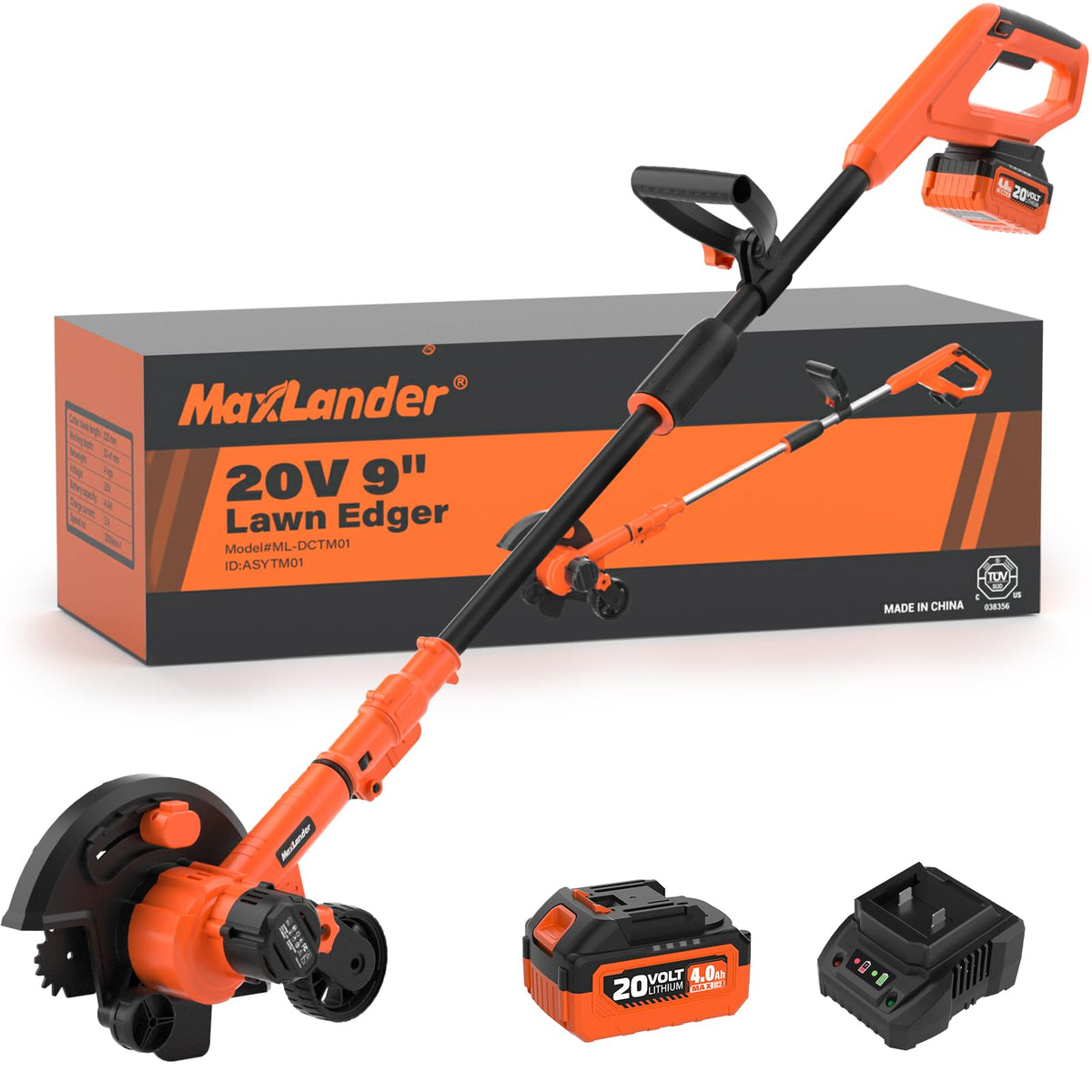 MAXLANDER front view showing compact edger for clear curb benefits
