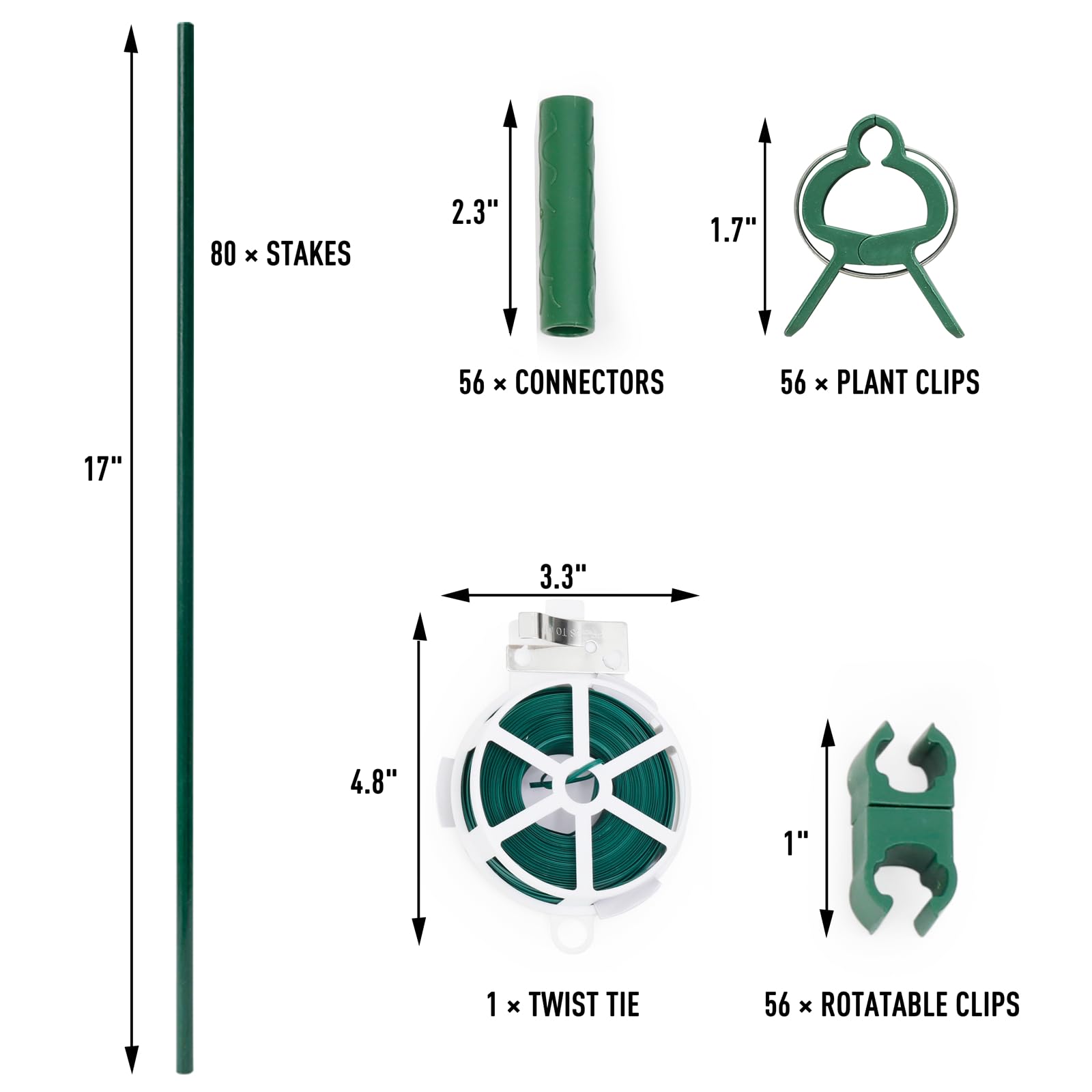 MAXPACE spread of connectors, rotatable clips, plant clips and twist tie for easy assembly