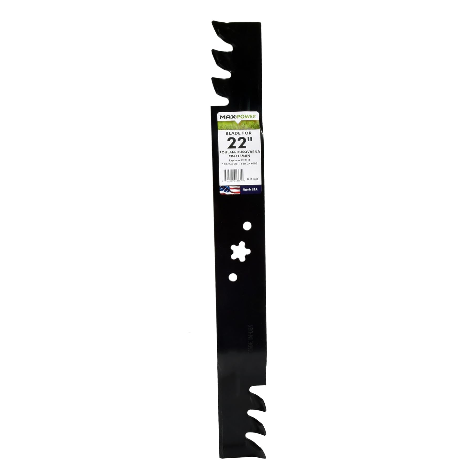 MaxPower 331749XB front view showing full blade and label for easy identification and fit