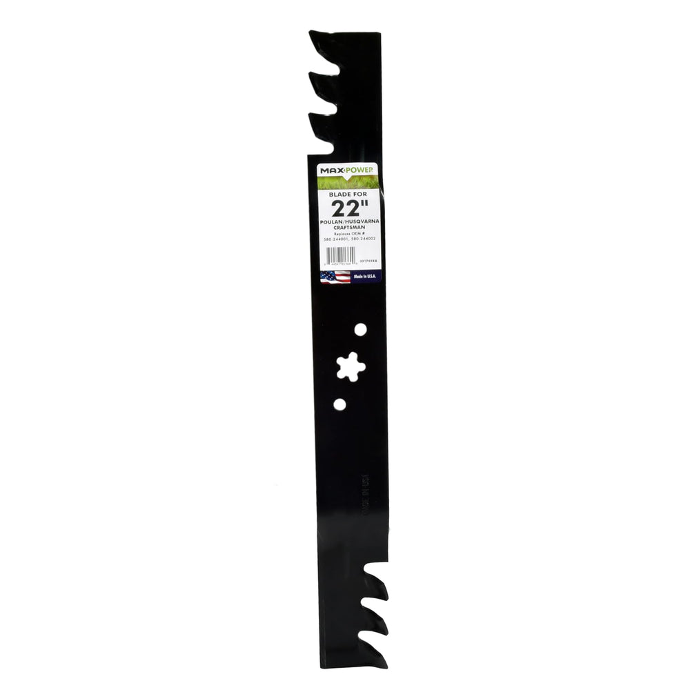 MaxPower 331749XB front view showing full blade and label for easy identification and fit
