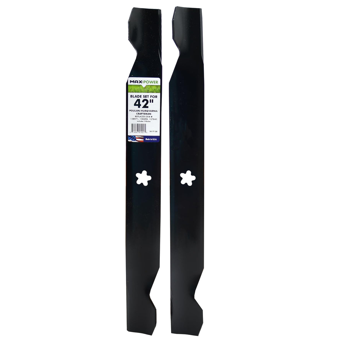 MaxPower blade front packaging showing two blades and model number, ensuring correct replacement