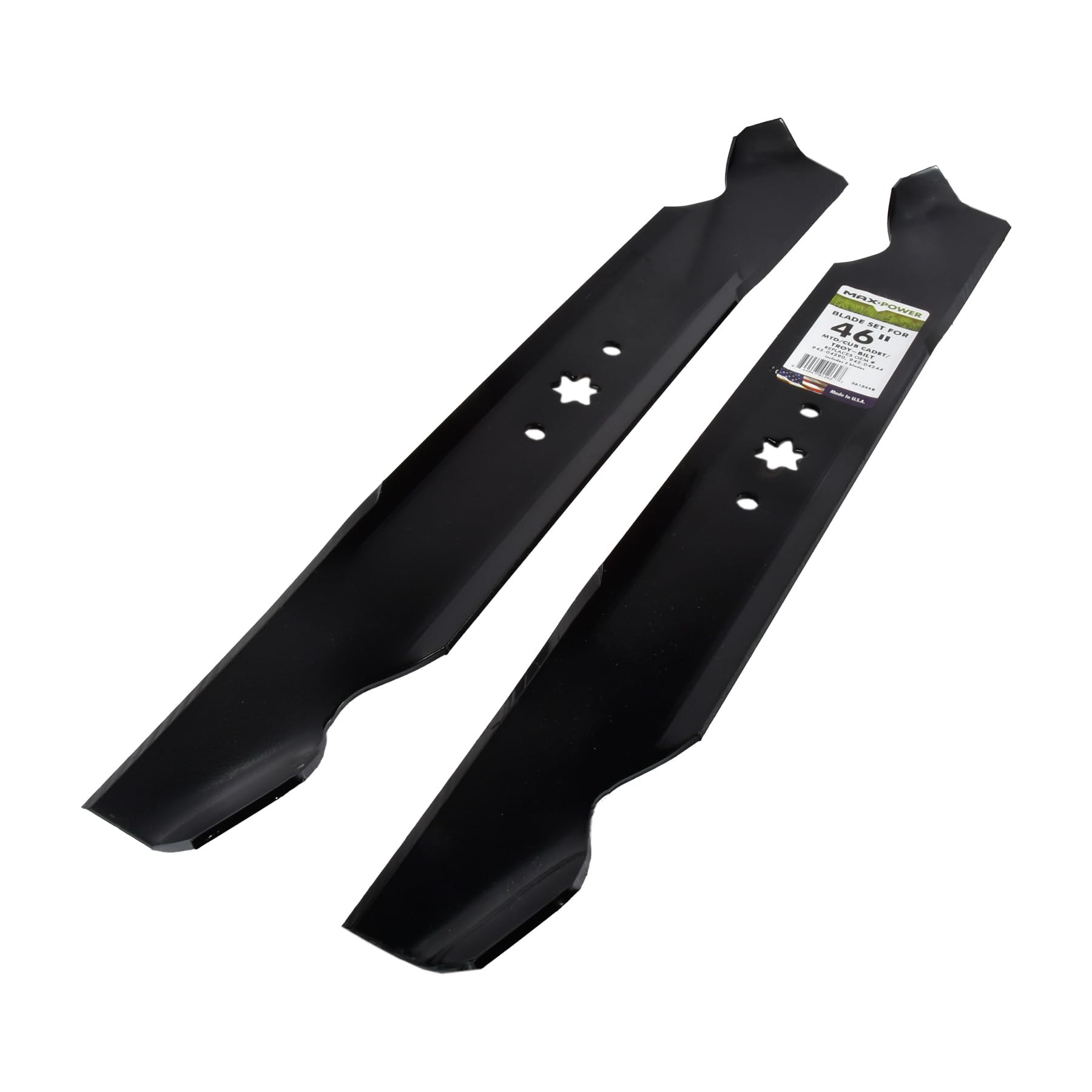 MaxPower blade next to measuring tape showing 23-1/4 inch precise sizing benefit