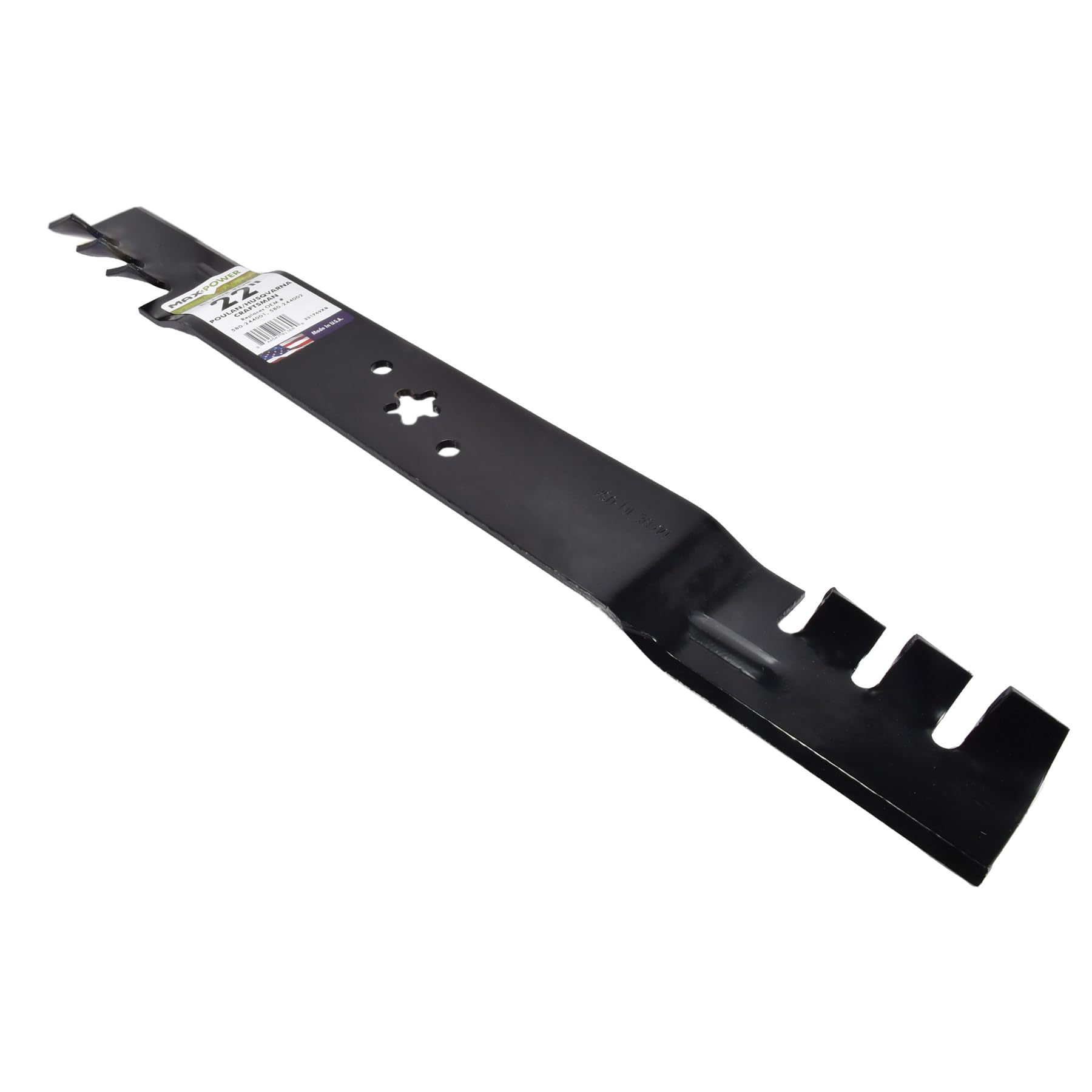 MaxPower blade next to ruler showing 21-15/16 inch size for correct replacement confirmation