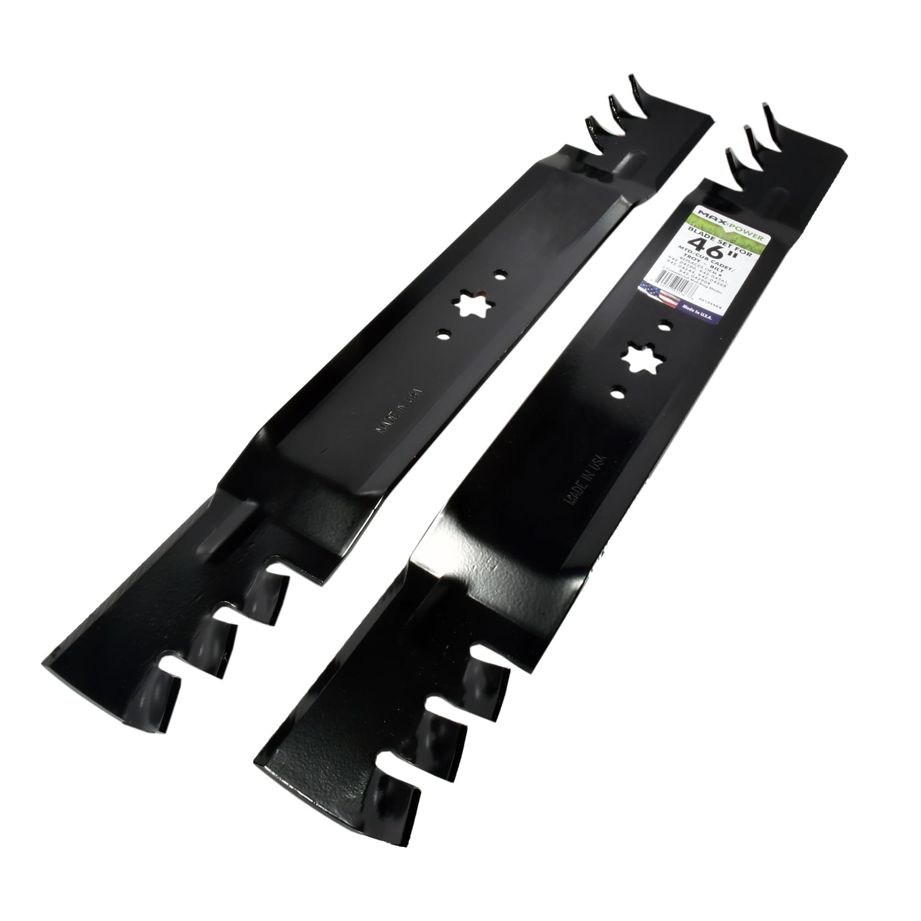 MaxPower blade profile showing sharpened teeth and powder coat protection for durability
