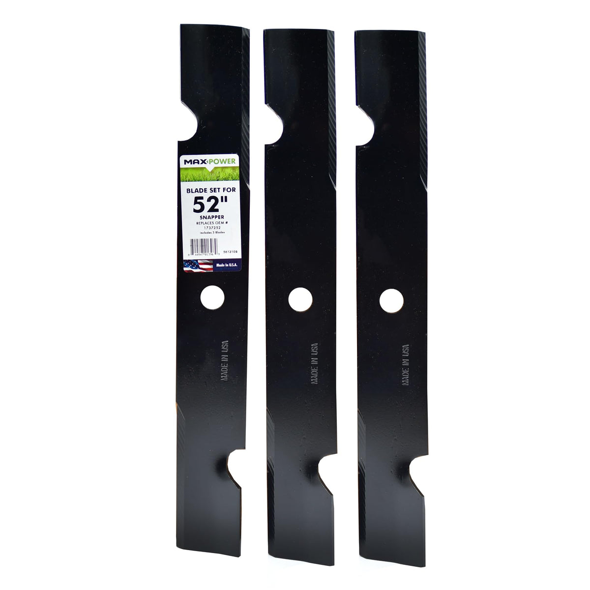 MaxPower front packaging showing three-blade set and specifications, clear identification benefit