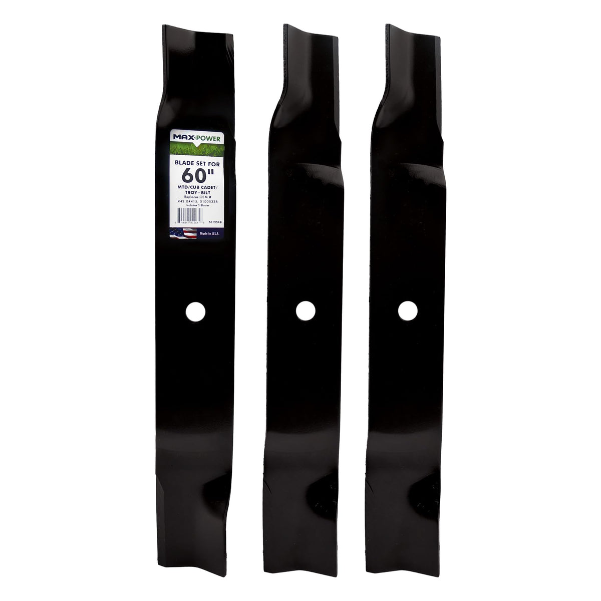 MaxPower 561554B front packaging showing three blades and product branding for reliable replacement